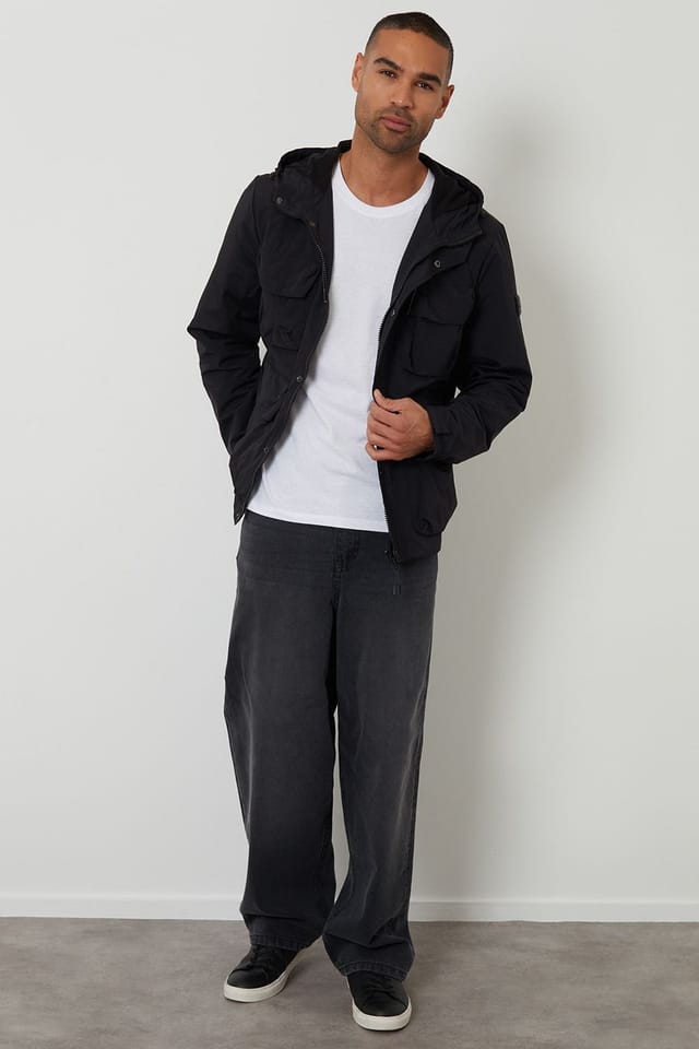 Threadbare Threadbare Men's Hooded Utility Coat in Black - 3