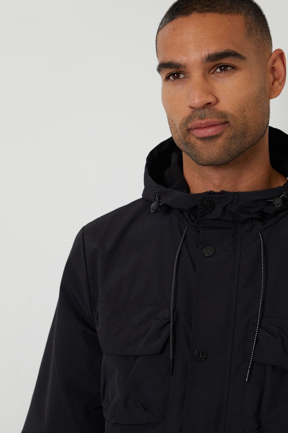 Threadbare Threadbare Men's Hooded Utility Coat in Black - 4
