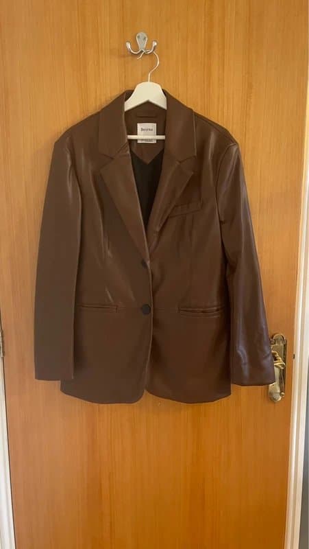 Bershka Bershka brown faux leather blazer jacket