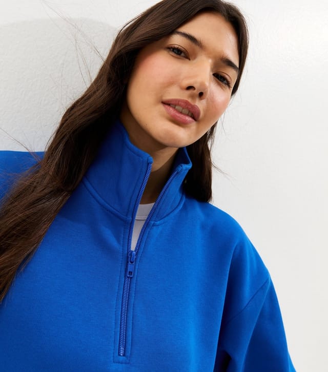 New Look Women's Bright Blue 3/4 Zip Front Sweatshirt New Look - 2