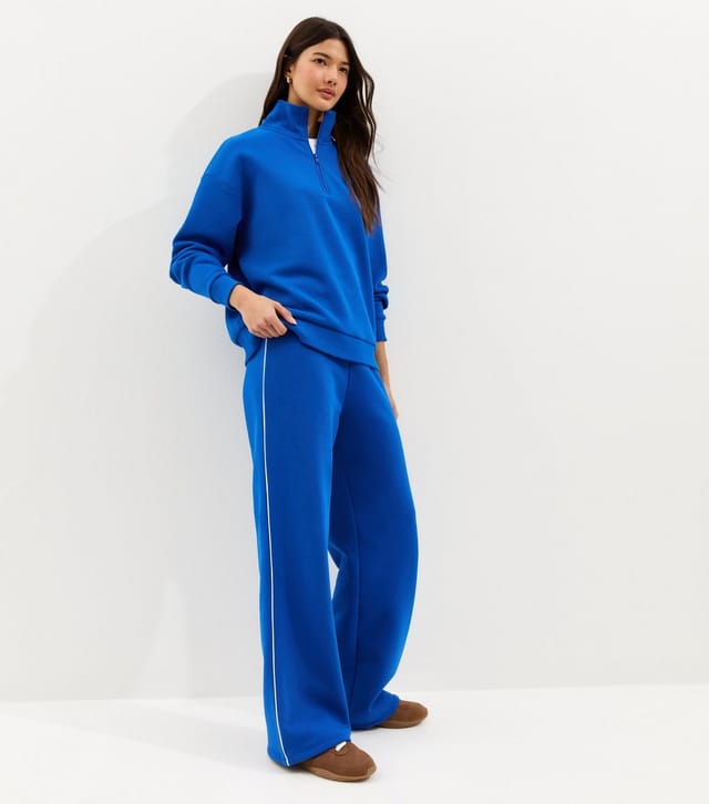 New Look Women's Bright Blue 3/4 Zip Front Sweatshirt New Look - 3