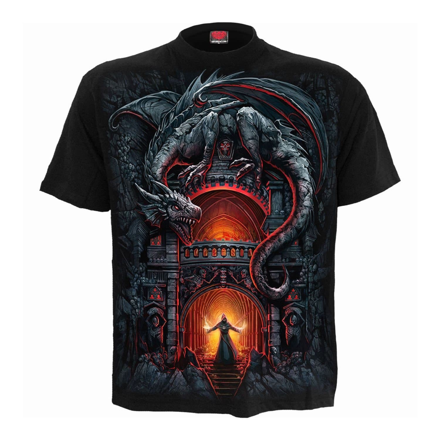 Spiral Direct Spiral Direct Men's Dragon´s Lair Back Print T-Shirt in Black