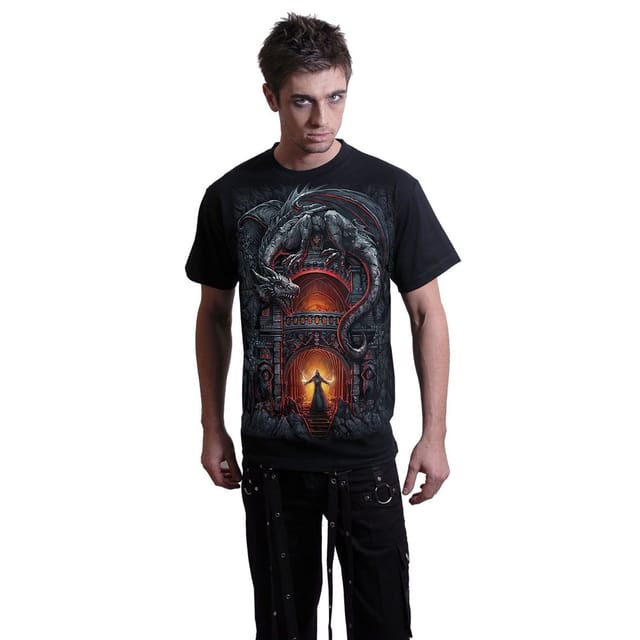 Spiral Direct Spiral Direct Men's Dragon´s Lair Back Print T-Shirt in Black - 3