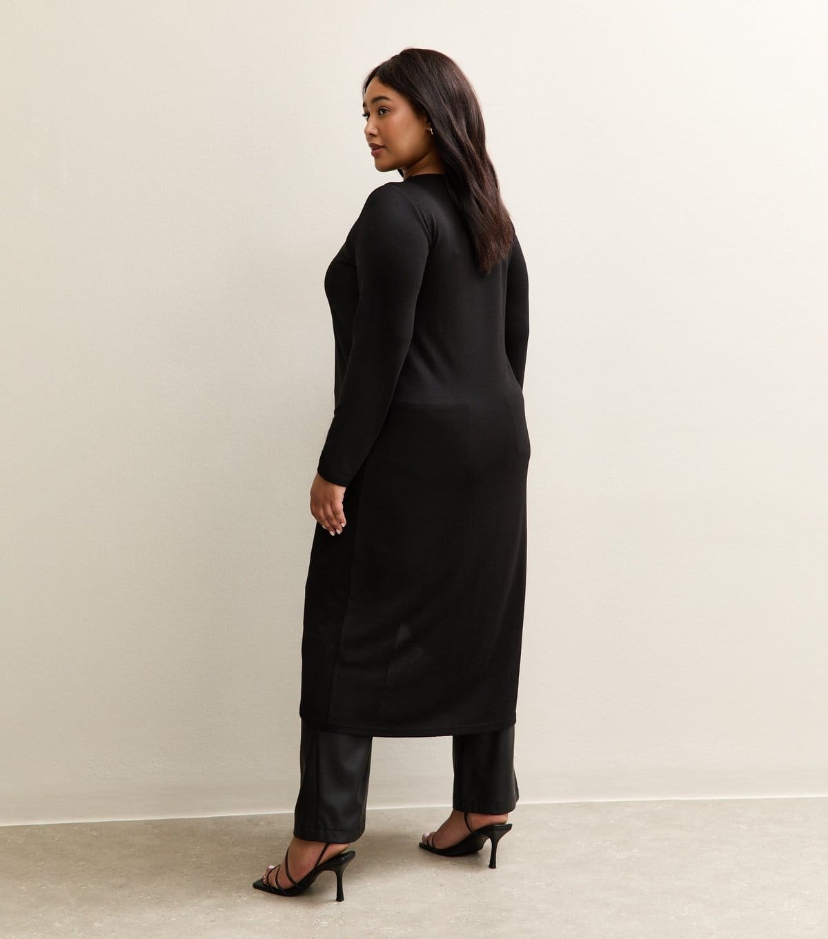 New Look Women's Plus Size Black Soft Touch Longline Wrap Top Curves New Look - 4