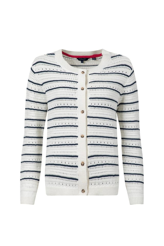 Weird Fish Weird Fish Women's Romilly Pointelle Striped Cardigan in Cream - 2