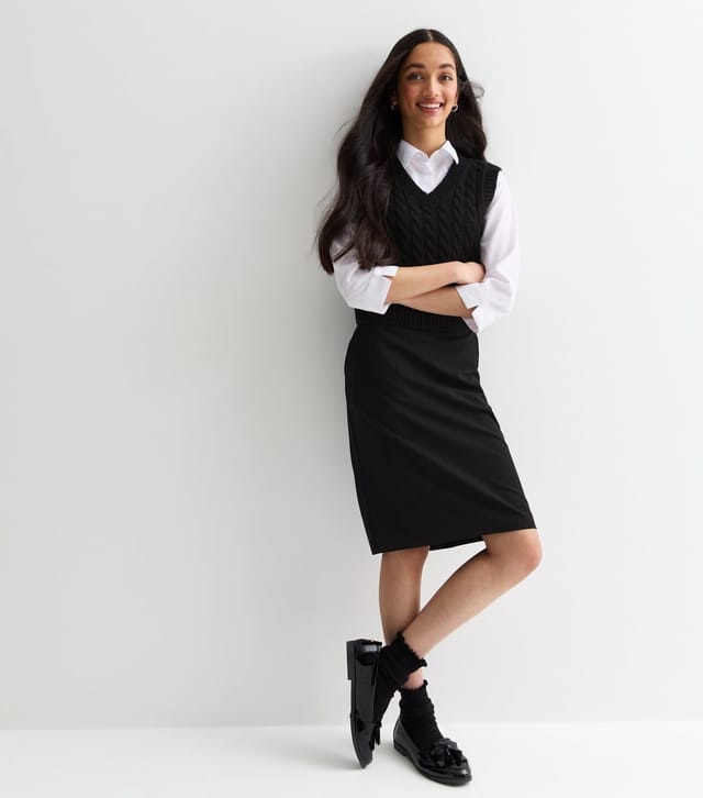 New Look Girls' Black Adjustable Waist Pencil School Skirt New Look - 3
