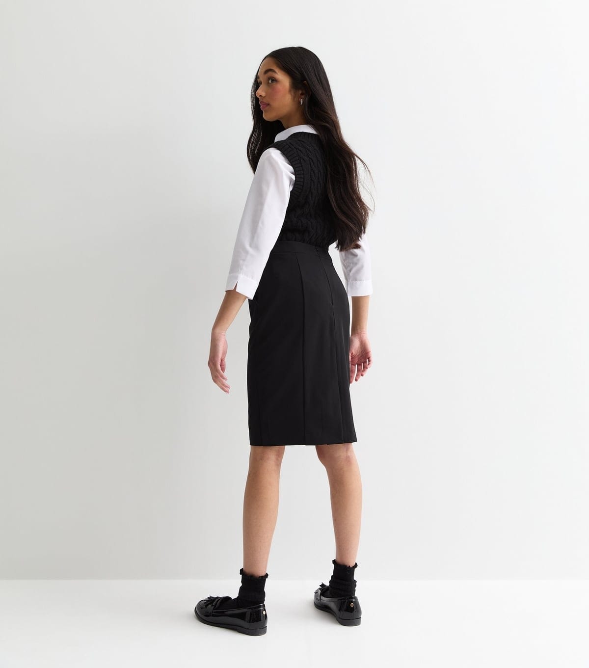 New Look Girls' Black Adjustable Waist Pencil School Skirt New Look - 4