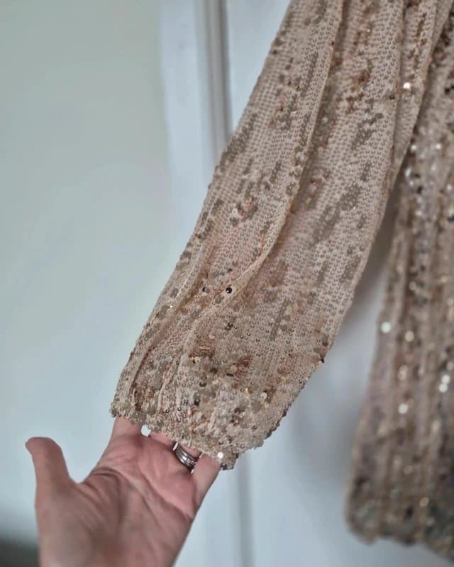George Gold Sequin Embellished Long Sleeve Mini Dress