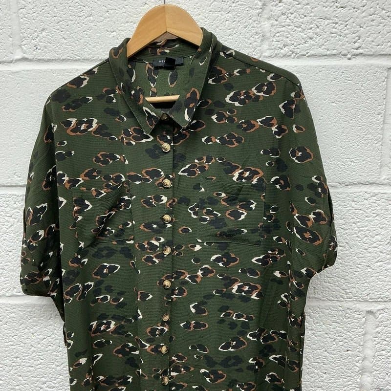 New Look Ladies Khaki Leopard Animal Print Summer Dress UK 20