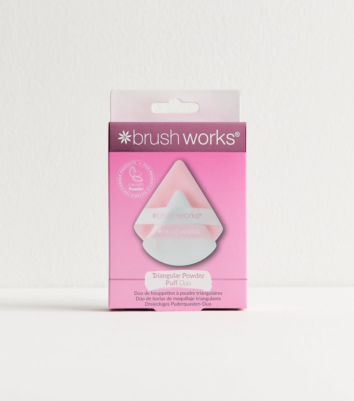 Brushworks Pink Triangular Powder Puff Duo Brushworks New Look