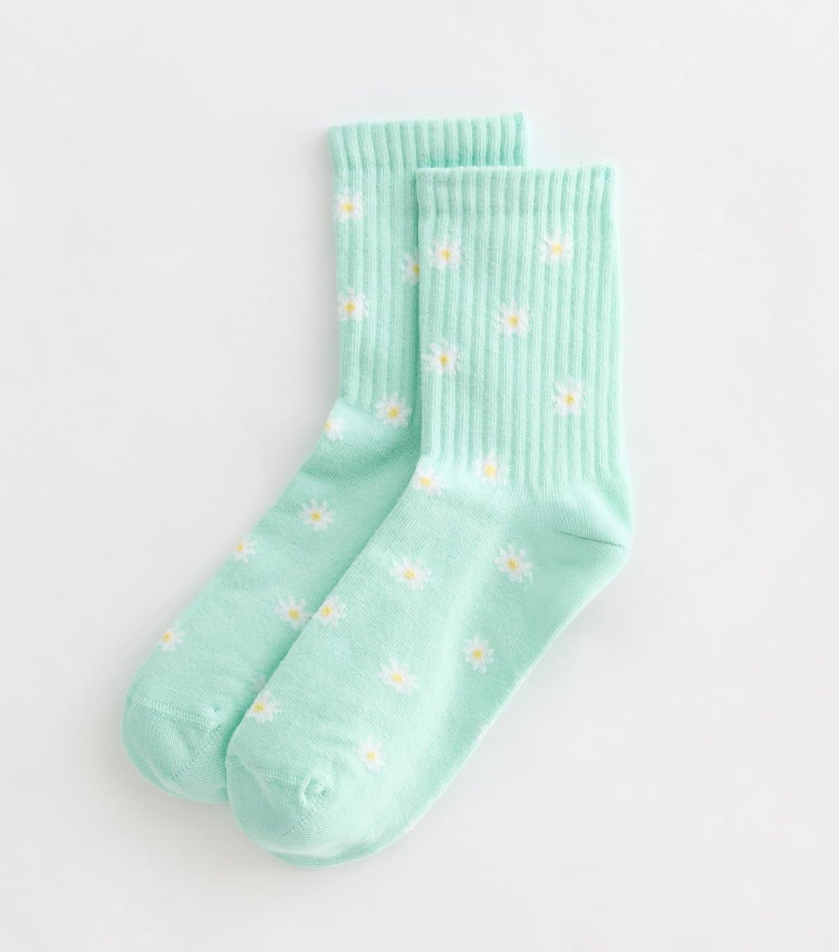 New Look New Look Mint Green Ribbed Daisy Socks