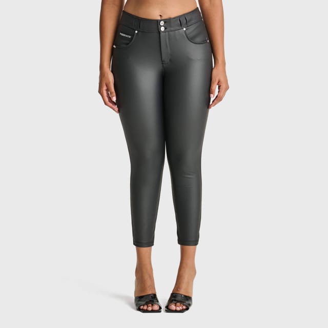 Freddy Freddy Women's N.O.W Faux Leather High Waisted 7/8 Length Trousers in Black - 2