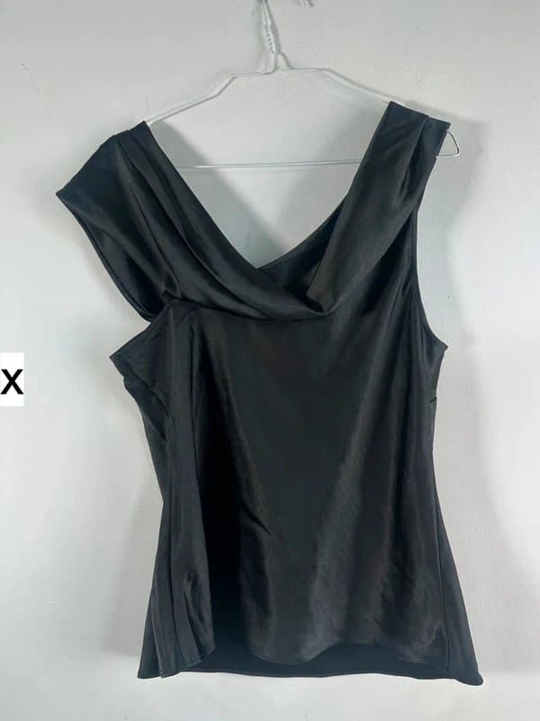 Ted Baker Ted baker blouse top black satin asymmetrical drape shoulder new bnwt size 4 14