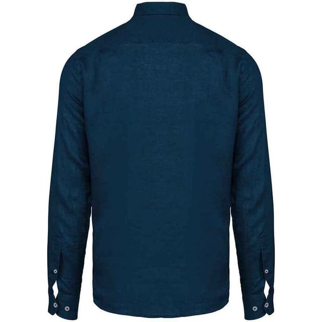 Spasso Spasso Men's Linen Long-Sleeved Shirt in Teal - 2