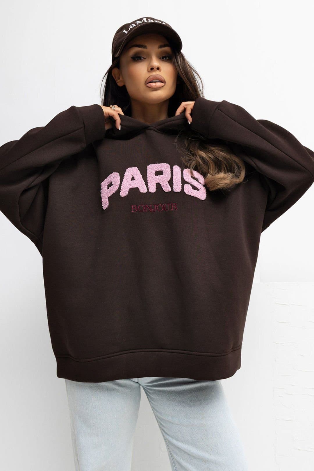 Love Lace Love Lace Brown Cotton/Elastane Hooded Sweatshirt