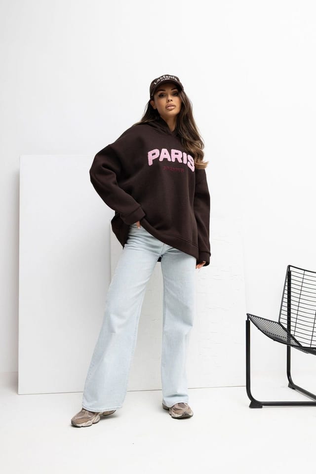Love Lace Love Lace Women's Soft Cotton Elastane Hooded Sweatshirt in Brown - 2