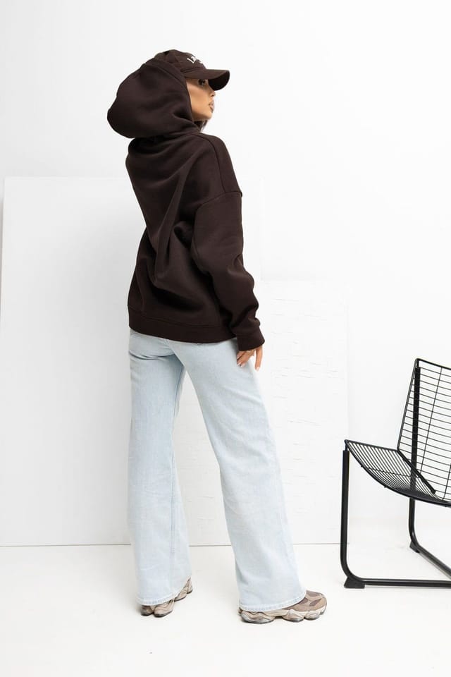 Love Lace Love Lace Women's Soft Cotton Elastane Hooded Sweatshirt in Brown - 3