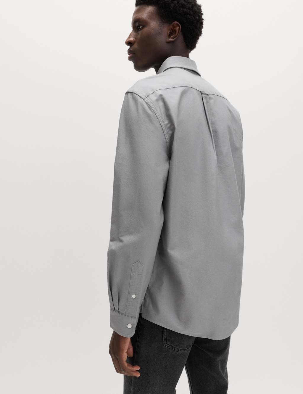 Marks & Spencer M&S Pure Cotton Ultimate Oxford Shirt Grey - 4
