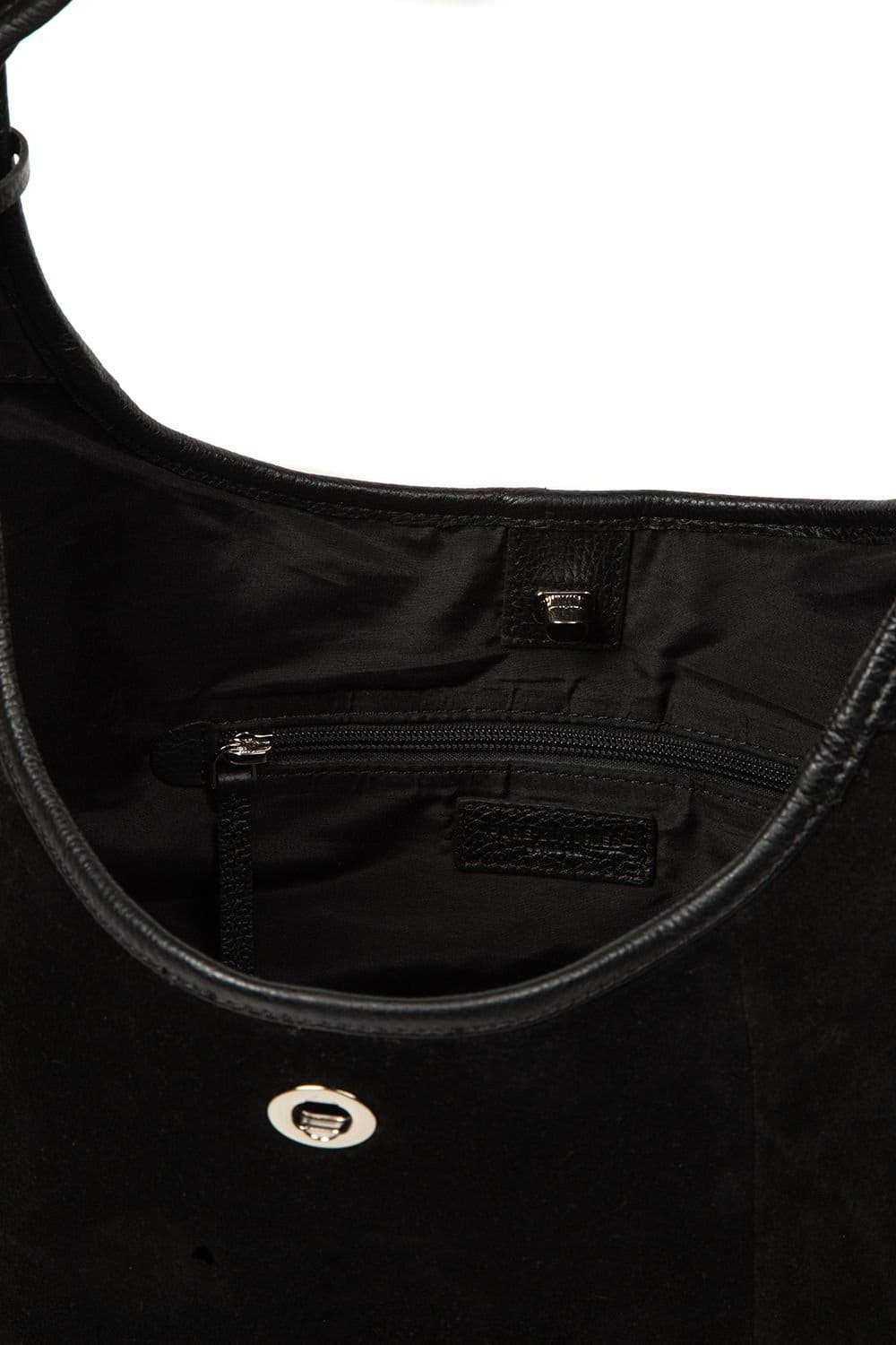 Pure Luxuries London Pure Luxuries London Women's 'Polly' Suede Shoulder Bag in Black - 4