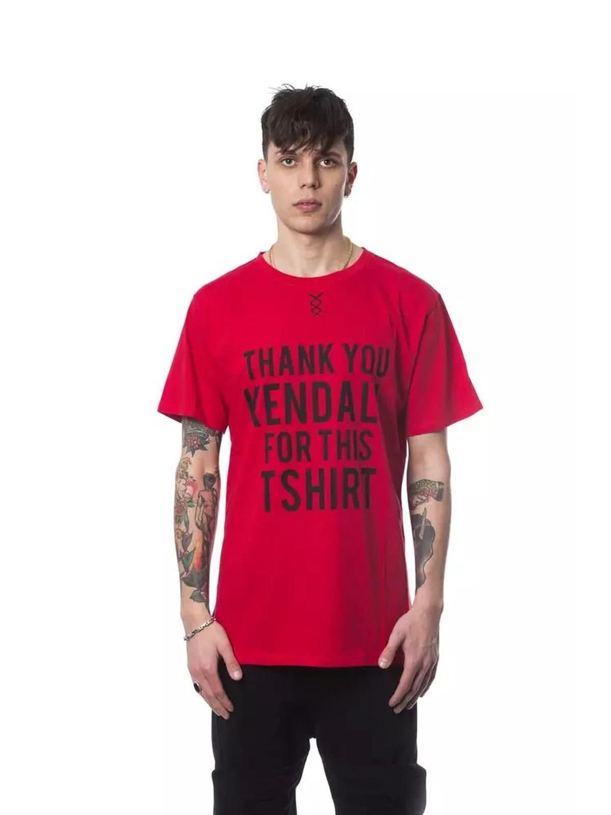 Other Other Men's Red Cotton T-Shirt with Graphic Print