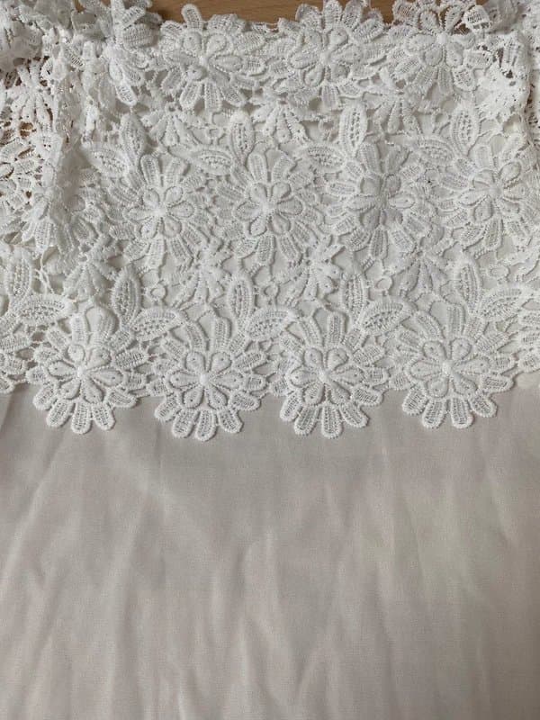 Shein SHEIN white lace net crochet cami vest top off shoulders Bardot bandeau size S