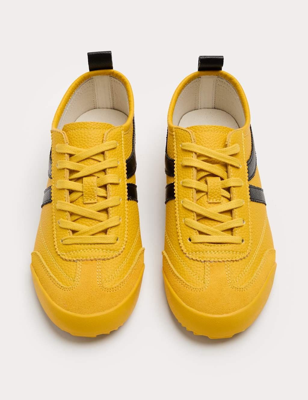 Marks & Spencer M&S Leather Stripe Trainers Yellow