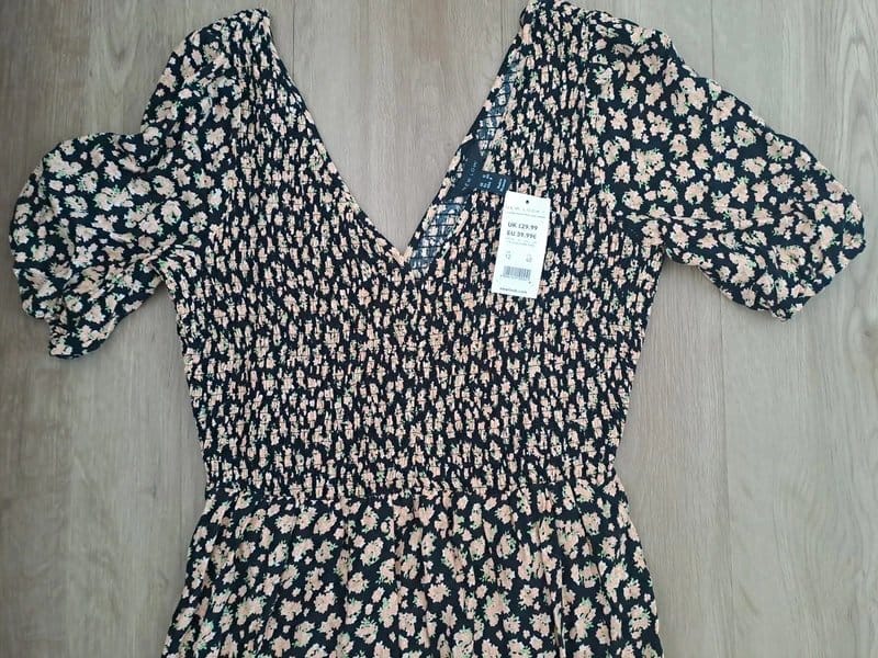 New Look Shirred ruched top floral midi dress size 12 - 1