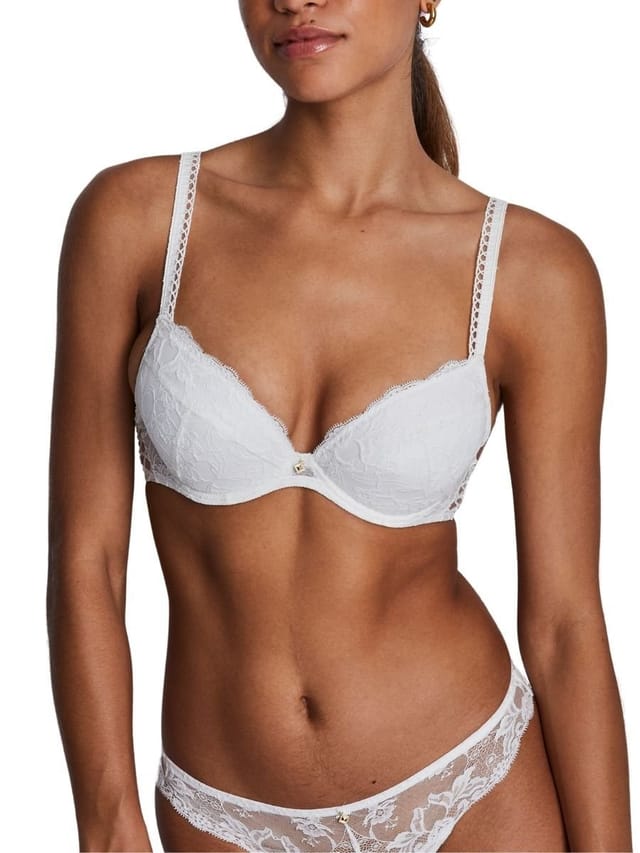 Aubade Aubade Women's Kiss Of Love Push Up Plunge Bra in White - 3