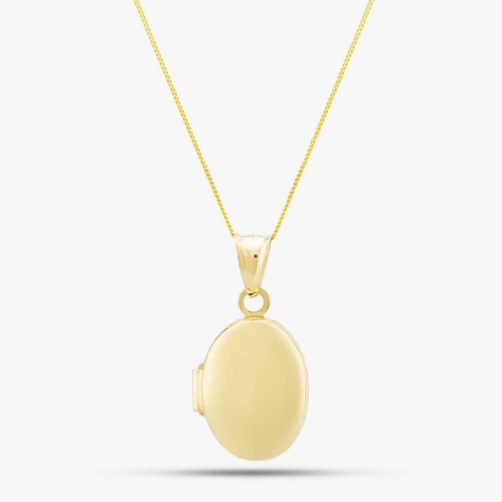 T.H.Baker T.H.Baker Women's 9ct Yellow Gold Plain Oval Locket Necklace 1.65.3043