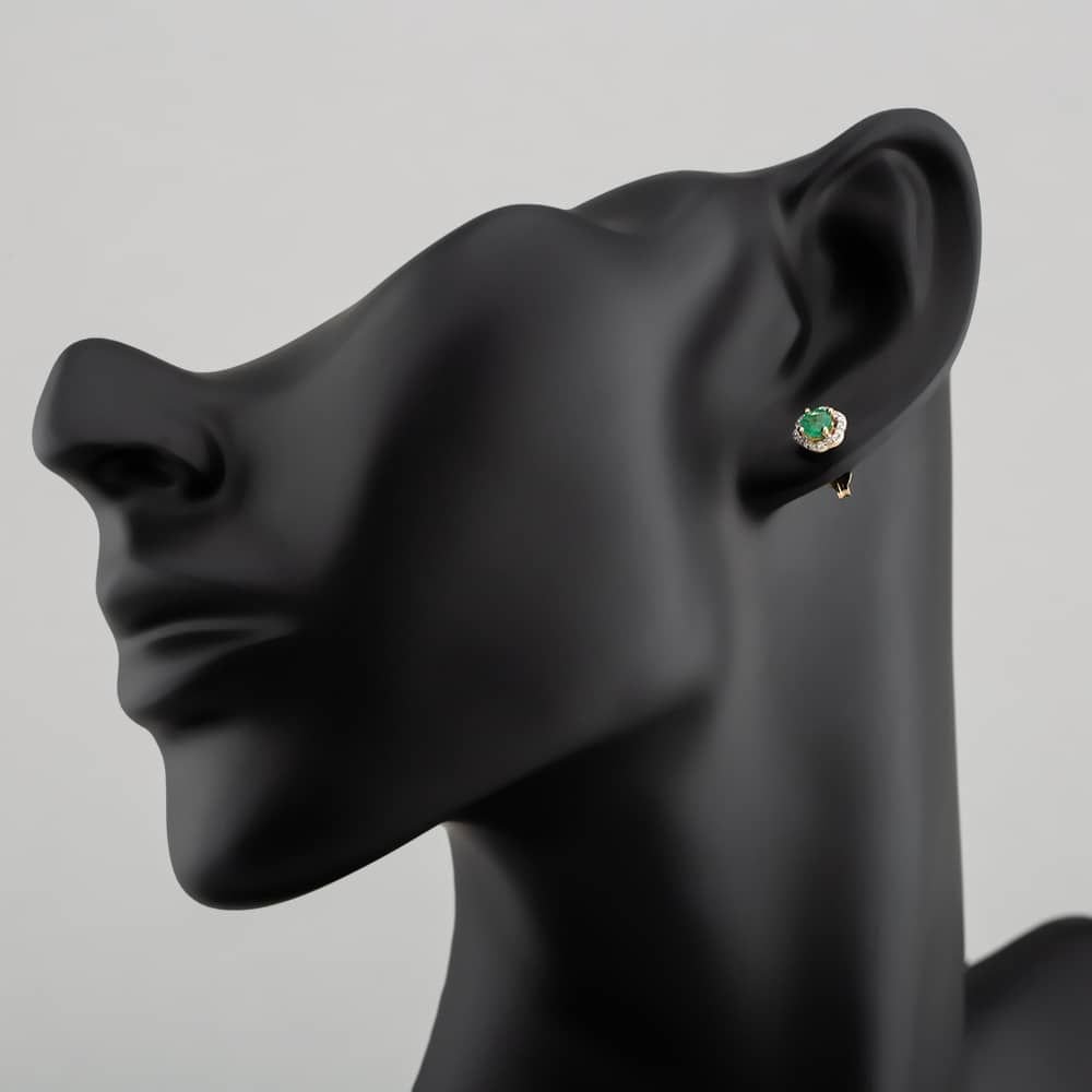 T.H.Baker T.H.Baker Women's 9ct Yellow Gold Emerald & Diamond Halo Stud Earrings OJE1701-E - 3