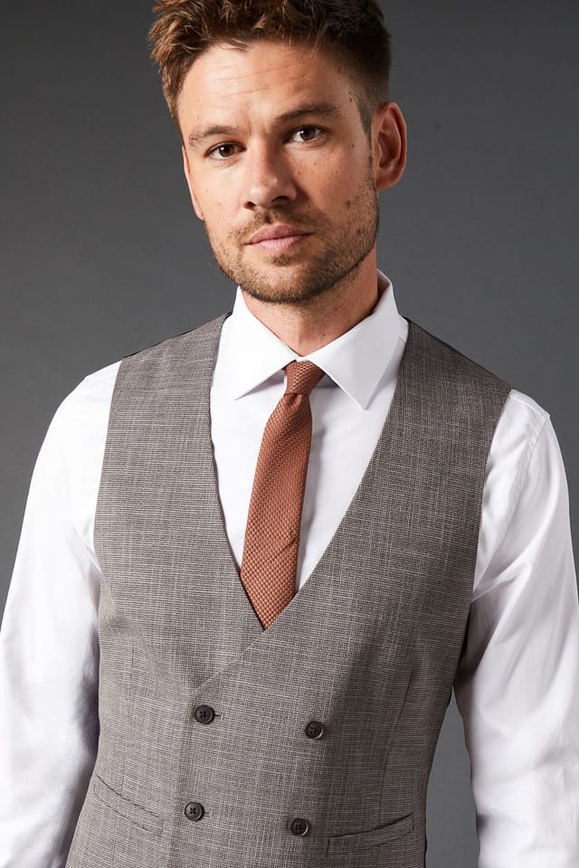 Burton Burton Men's Charcoal Slim Fit Puppytooth Check Waistcoat - 2