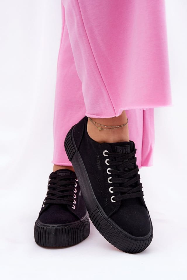 Love Lace Love Lace Women's Big Star Textile Platform Sneakers for Everyday Comfort in Black - 3