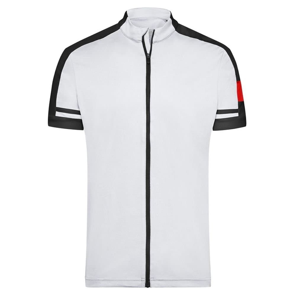 James and Nicholson James and Nicholson Men's Bike Full Zip T-Shirt in White