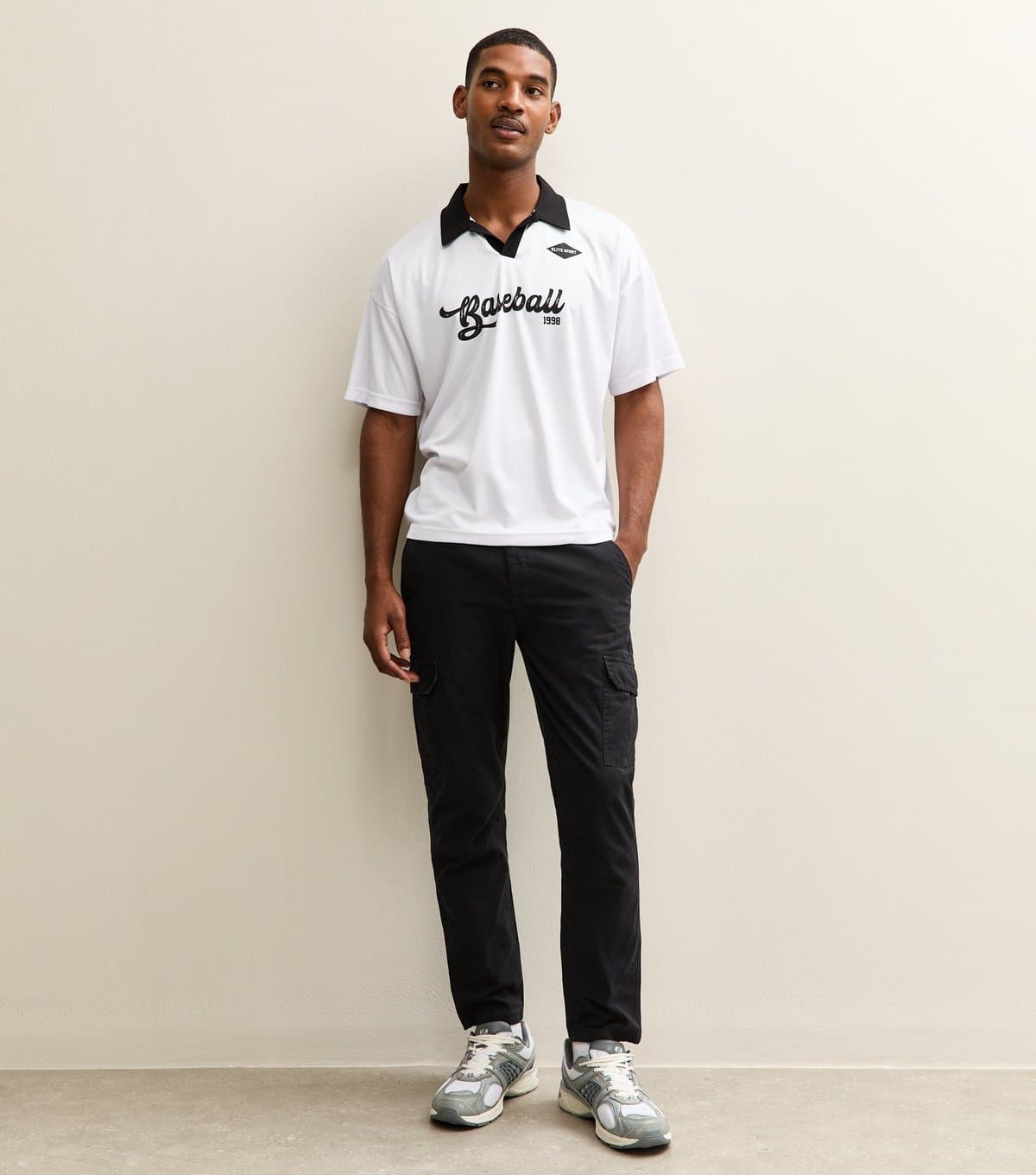New Look New Look Men's Black Slim Tapered Cargo Trousers