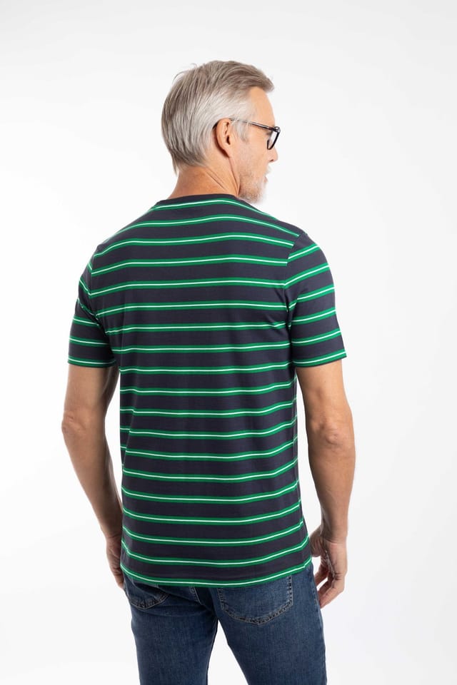 Weird Fish Weird Fish Men's Finn Striped Branded T-Shirt in Navy - 3