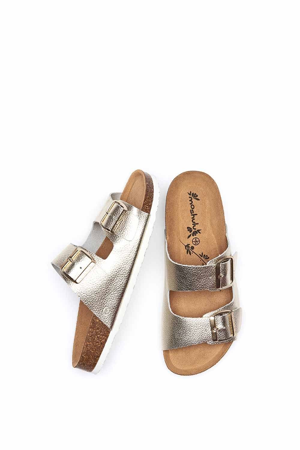 Moshulu Moshulu Women's 'Bavaria Metallic' Metallic Cork Mule Sandals in Metallic Gold - 2