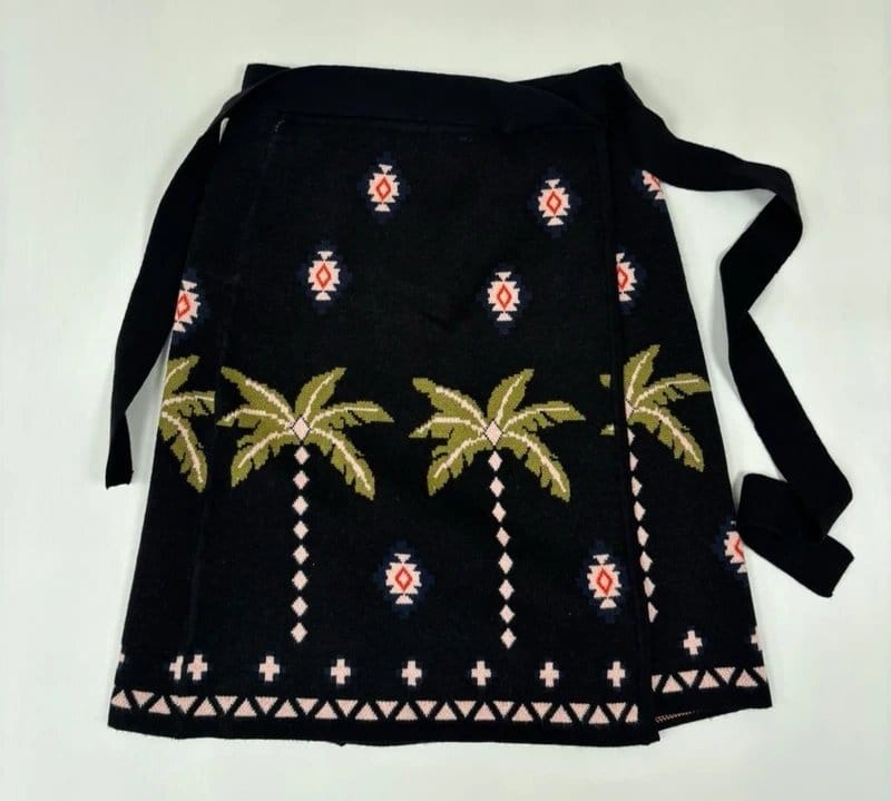 Never Fully Dressed Black Intarsia Mini Wrap Skirt