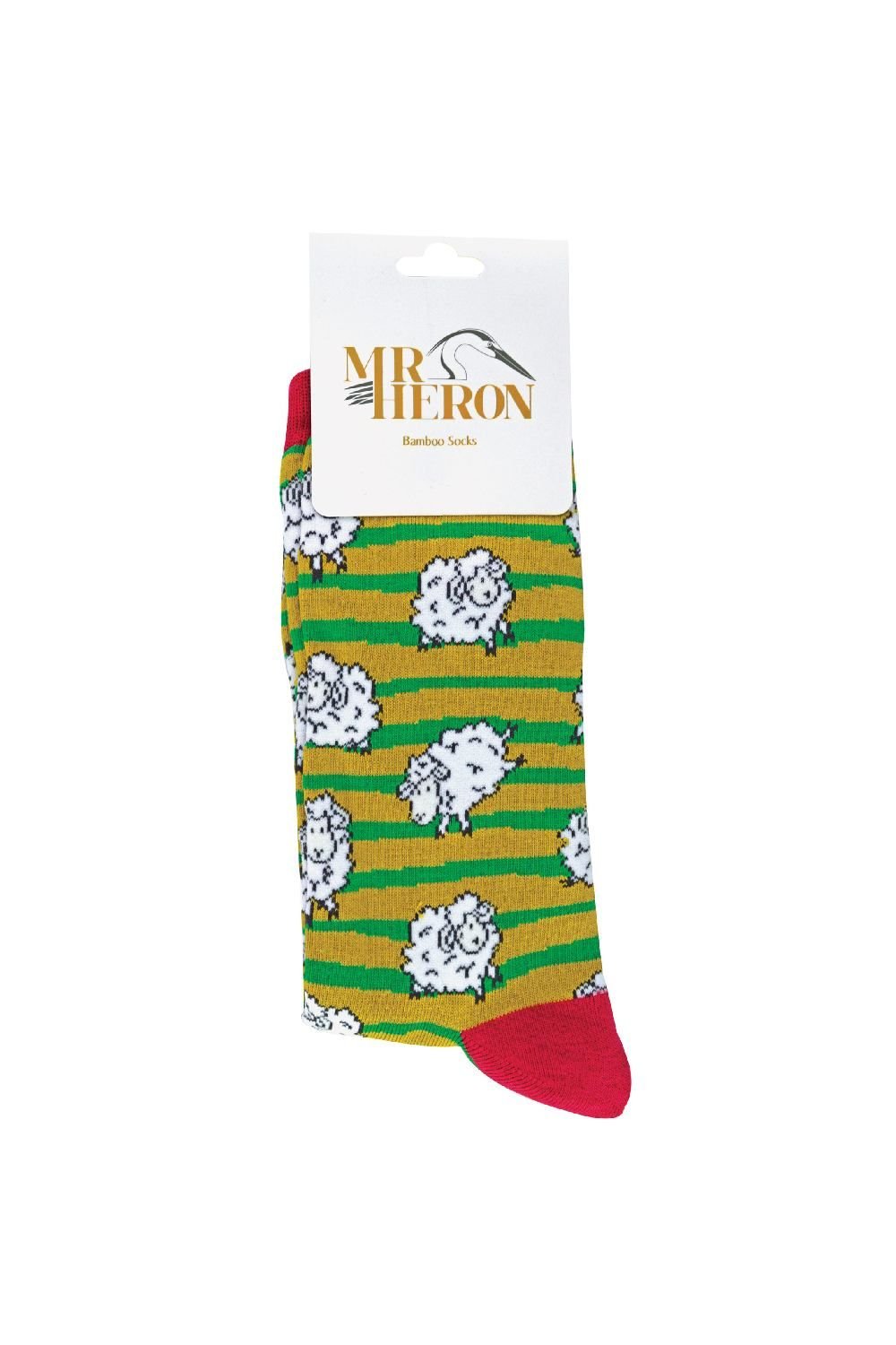 Mr Heron Mr Heron Men's Animal Patterned Soft Breathable Bamboo Novelty Socks in Pale Green - 2