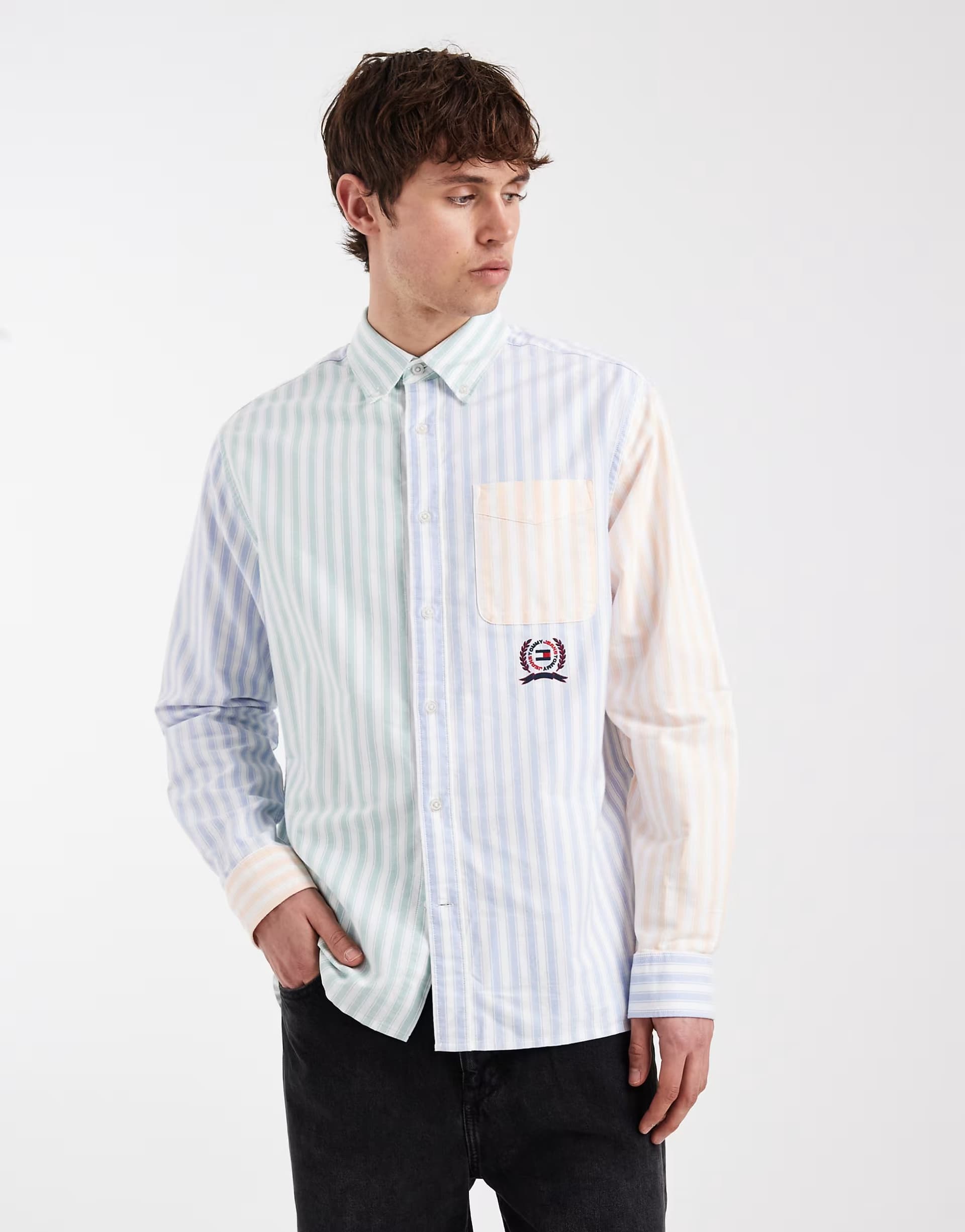ASOS Tommy Jeans oxford shirt in blue & green stripe