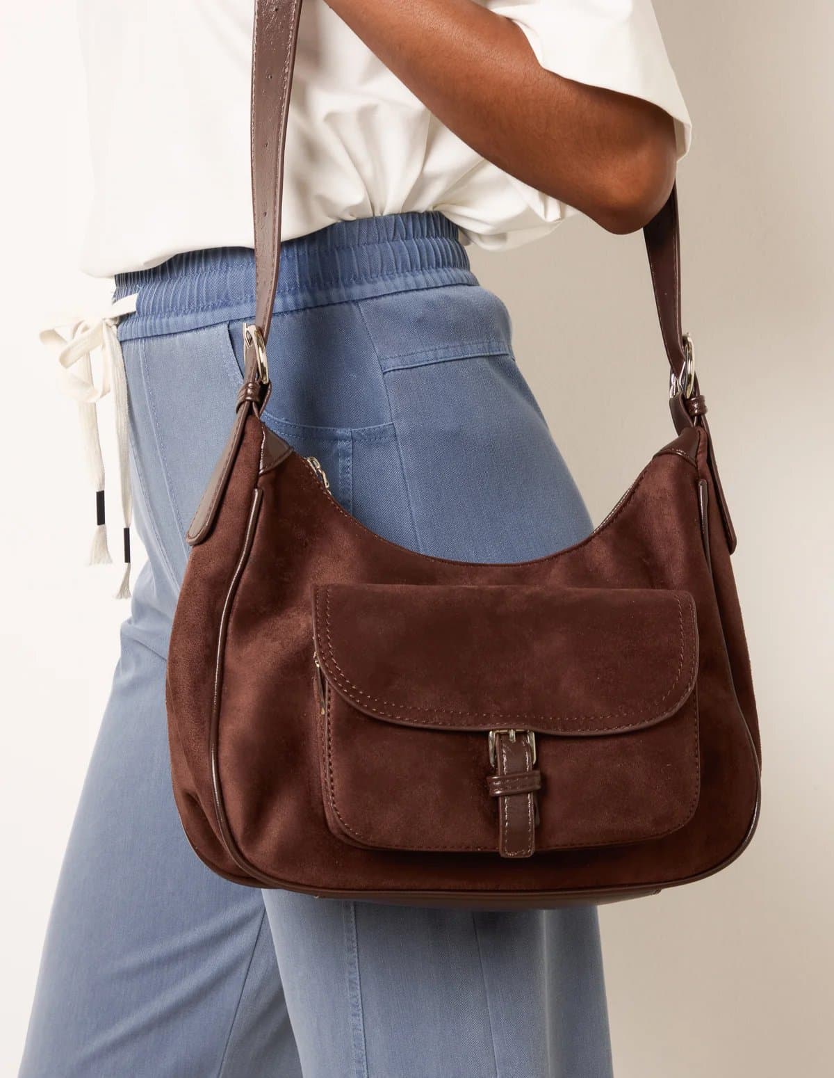 Blue Vanilla Suedette Adjustable Shoulder Bag