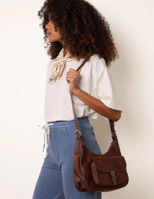 Blue Vanilla Suedette Adjustable Shoulder Bag - 2