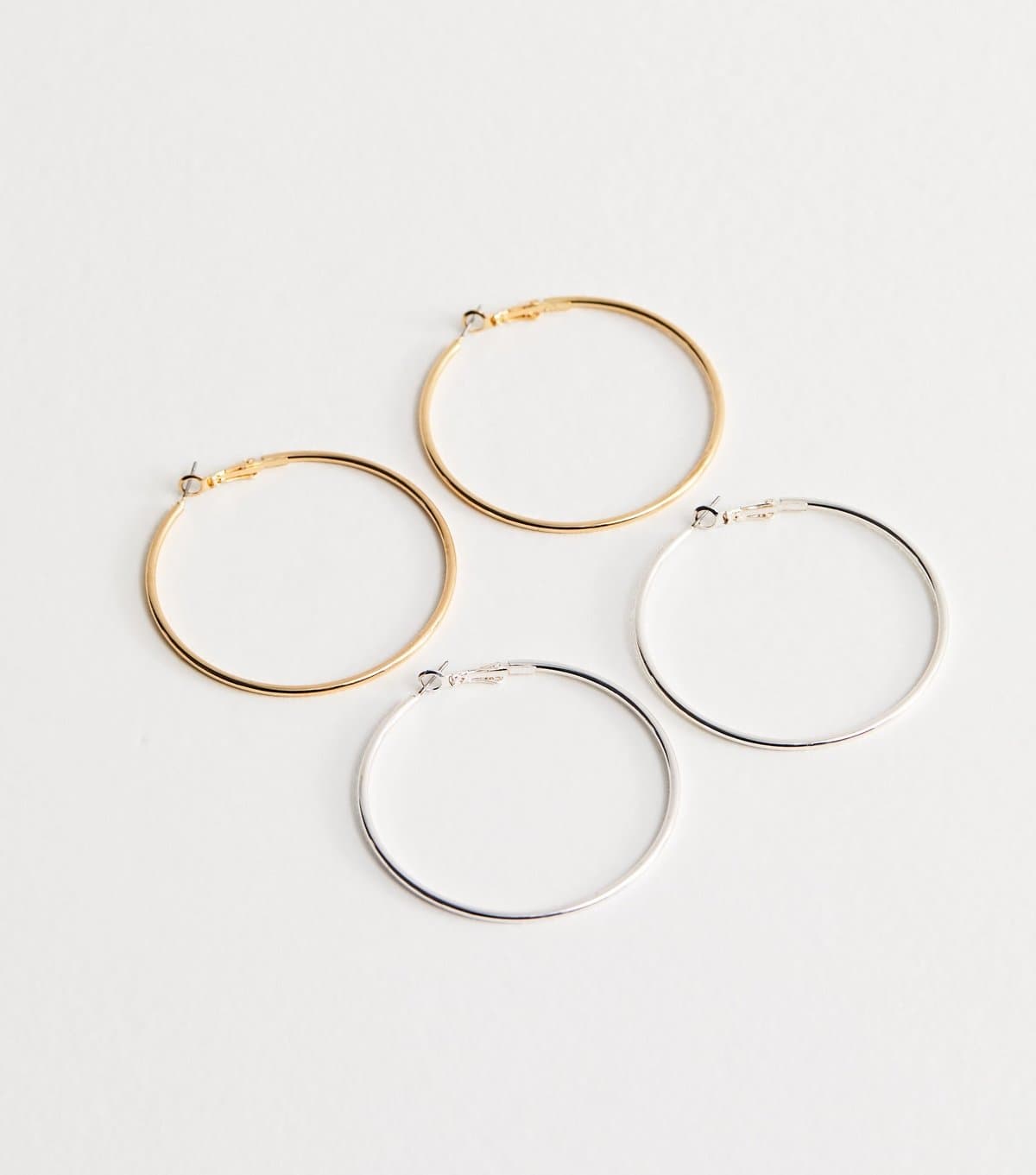 New Look Pack of 2 Gold and Silver Tone 60mm Hoop Earrings New Look