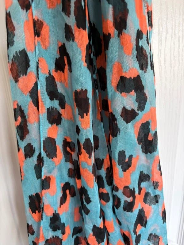H&M H&M Divided Teal Blue Orange Leopard Animal Print Lightweight Scarf