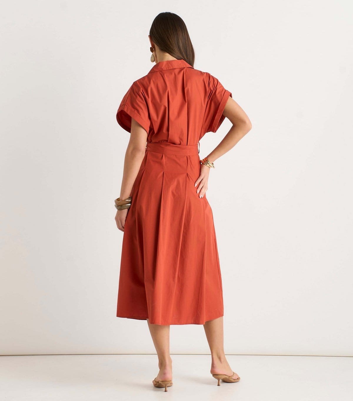 Gini London Women's Rust Cotton Short Sleeve Shirt Dress Gini London New Look - 4