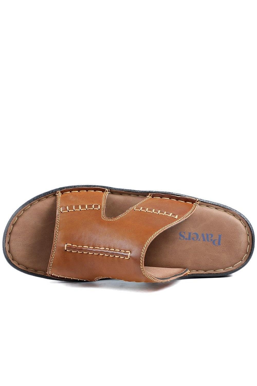 Pavers Pavers Men's Slip On Leather Mule Sandals in Tan - 4