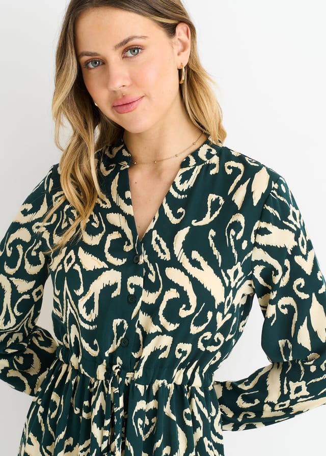 Gini London Gini London Women's Green Ikat Print Tie Waist Maxi Dress - 2