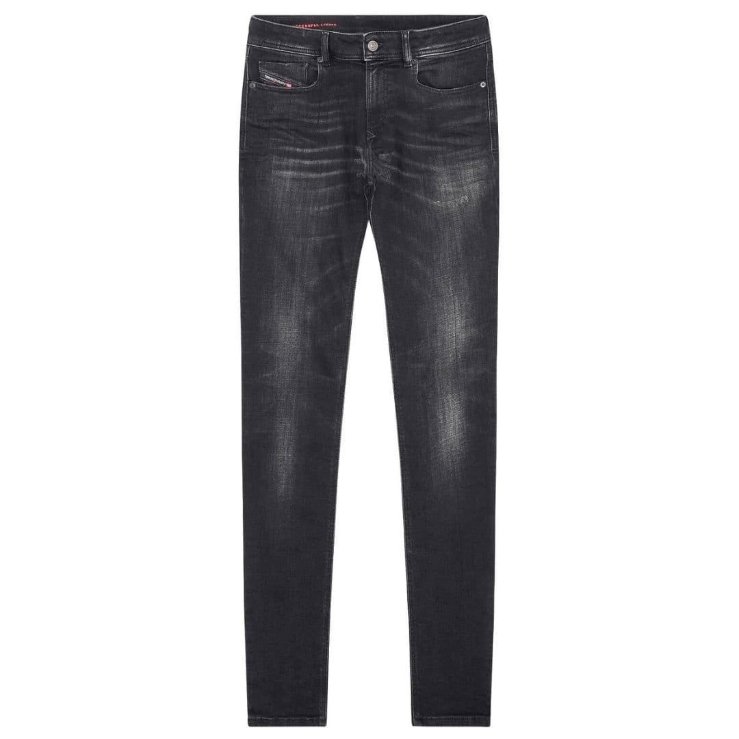 Diesel Men's Sleenker Destroyed Reinforced Denim Black Skinny