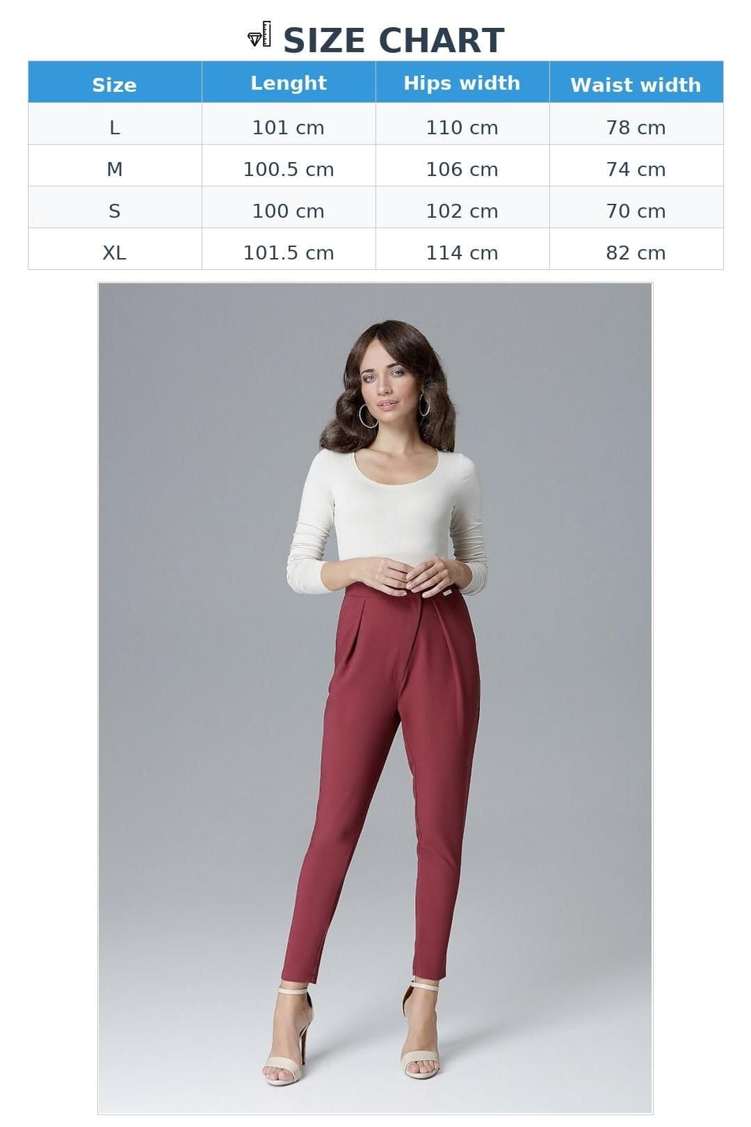 Love Lace Love Lace Women's Elegant Creased Loose Trousers Waist Fit in Red - 4