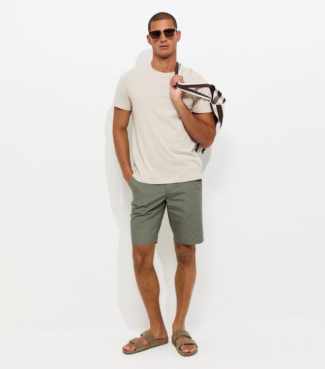 Only and Sons Men's Dark Green Chino Shorts Only and Sons New Look - 2
