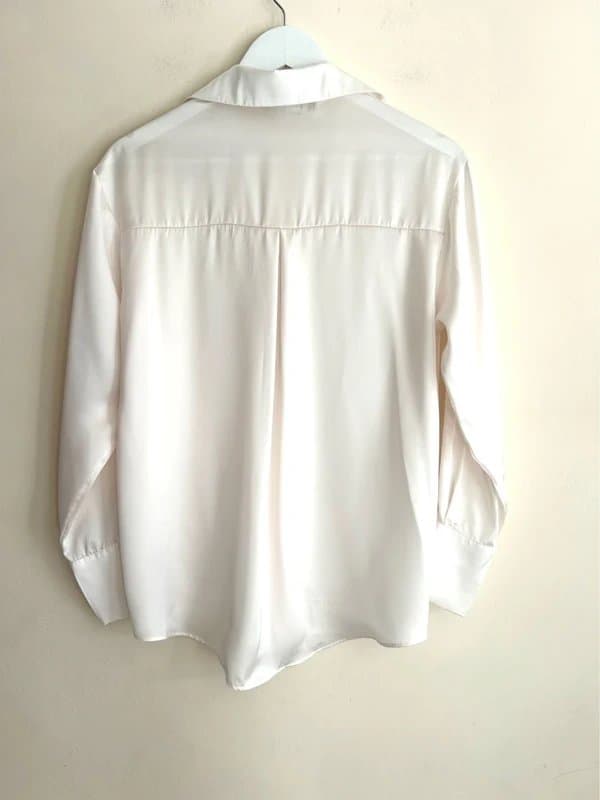 Zara 🌸 Zara Satin Cream Ivory Button Up Shirt Blouse Smart Casual Office XS UK 6 8